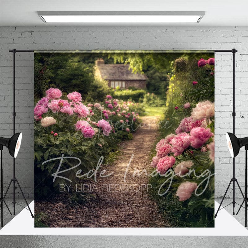 Aperturee - Aperturee Countryside Greenery Pink Floral Summer Backdrop