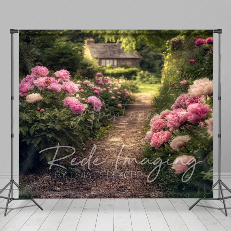 Aperturee - Aperturee Countryside Greenery Pink Floral Summer Backdrop