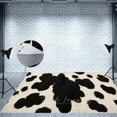 Aperturee - Aperturee Cow Pattern Carpet Fabric Floor Backdrop For Photo