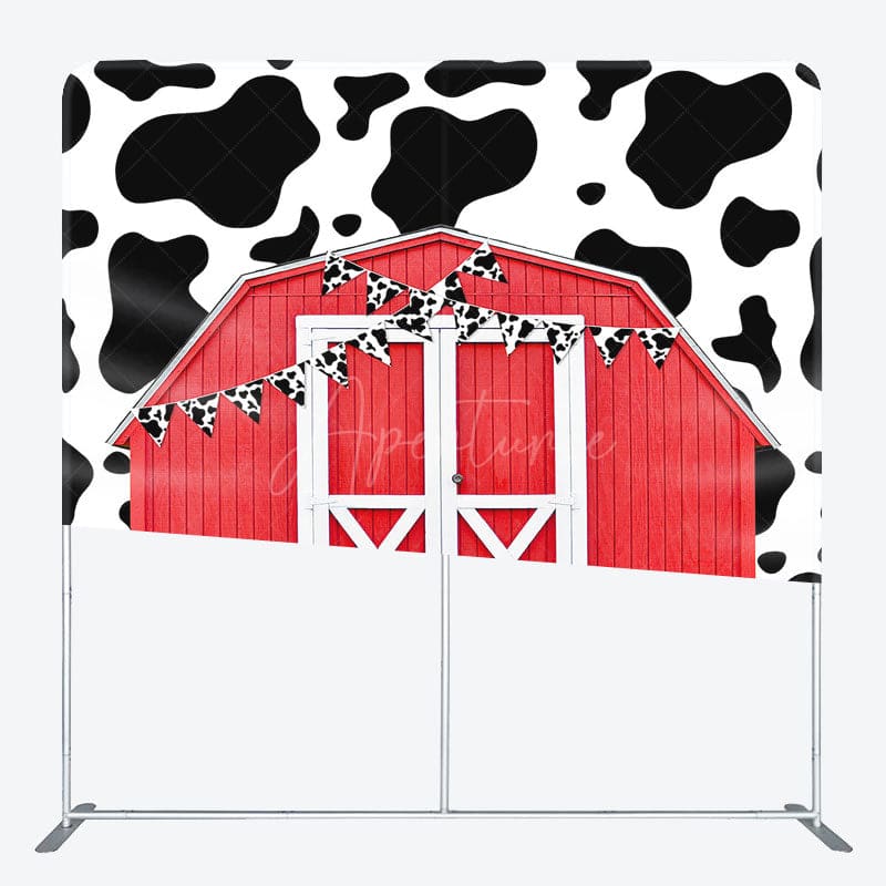 Aperturee - Aperturee Cow Pattern Farm Cowboy Farm Square Tension Backdrop