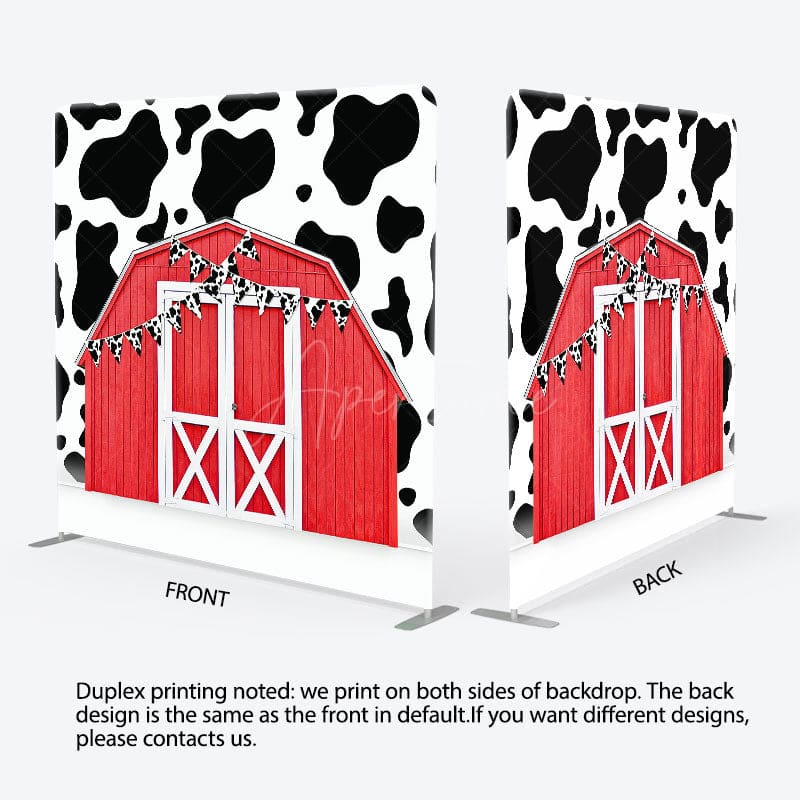 Aperturee - Aperturee Cow Pattern Farm Cowboy Farm Square Tension Backdrop