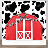 Aperturee - Aperturee Cow Pattern Farm Cowboy Farm Square Tension Backdrop