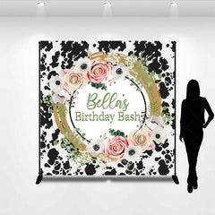 Aperturee - Aperturee Cow Pattern Floral Sweet Custom Birthday Backdrop