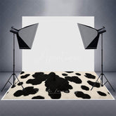 Aperturee - Aperturee Cow Pattern Wool Carpet Rubber Floor Mat For Photo
