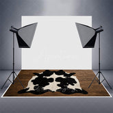 Aperturee - Aperturee Cow Shape Carpet Wood Rubber Floor Mat For Photo