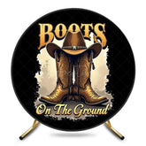 Aperturee - Aperturee Cowboy Boots On The Ground Round Birthday Backdrop