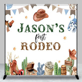 Aperturee - Aperturee Cowboy First Rodeo Custom Name Birthday Backdrop