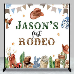 Aperturee - Aperturee Cowboy First Rodeo Custom Name Birthday Backdrop