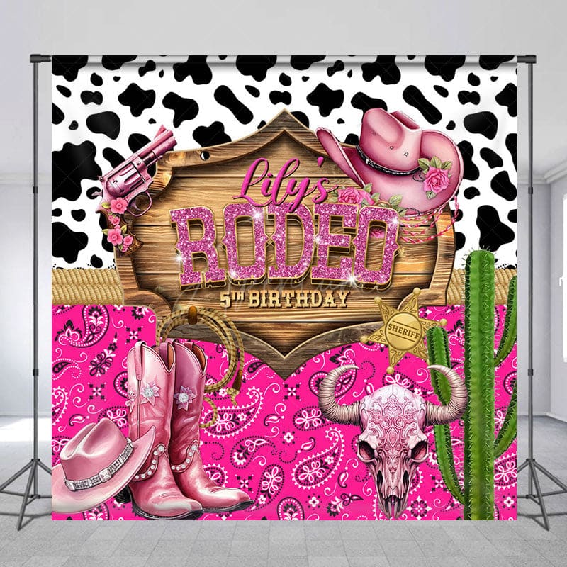 Aperturee - Aperturee Cowgirl Retro Redeo Custom Photo Birthday Backdrop