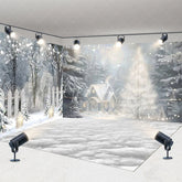 Aperturee - Aperturee Cozy Christmas Cottage Room Set Backdrop Painterly Winter Snow Scene Holiday Mini Session Photo Studio