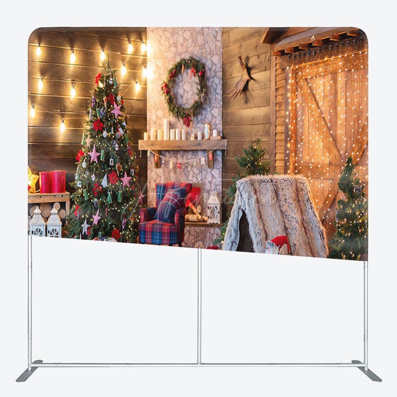 Aperturee - Aperturee Cozy Light Indoor Fireplace Tension Fabric Backdrop