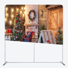 Aperturee - Aperturee Cozy Light Indoor Fireplace Tension Fabric Backdrop