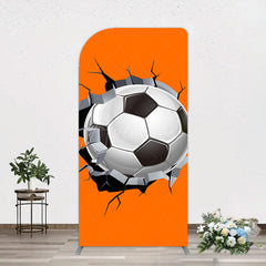Aperturee - Aperturee Cracked Wall Orange Football Birthday Arch Backdrop