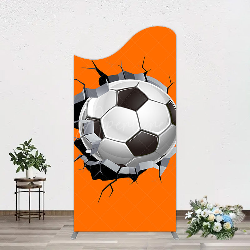 Aperturee - Aperturee Cracked Wall Orange Football Birthday Arch Backdrop