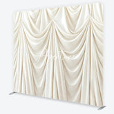 Aperturee - Aperturee Cream Ivory Draped Fabric Square Double-Sided Backdrop Luxurious Pleated Photography Background for Wedding Party