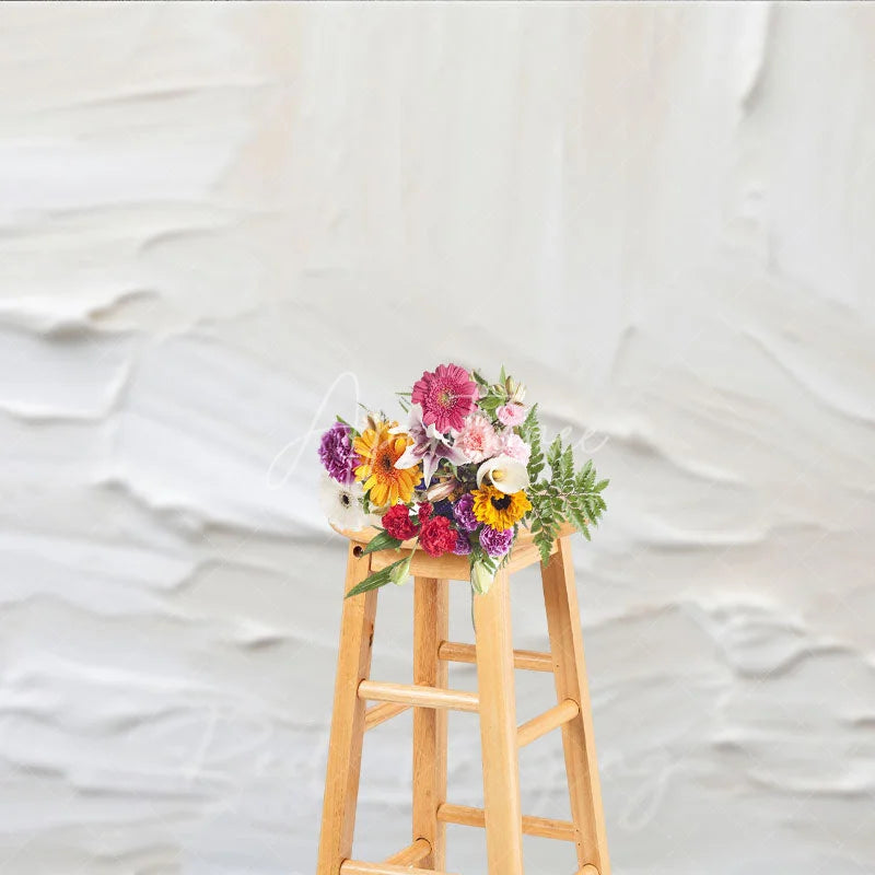 Aperturee - Aperturee Creamy White and Beige Textured Paint Strokes Photography Backdrop Abstract Art Studio Prop for Portraits