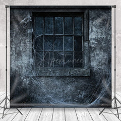 Aperturee - Aperturee Creepy Window with Spiderwebs Photography Backdrop Grungy Haunted House Wall Spooky Halloween Themed Portraits