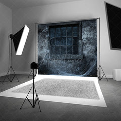 Aperturee - Aperturee Creepy Window with Spiderwebs Photography Backdrop Grungy Haunted House Wall Spooky Halloween Themed Portraits