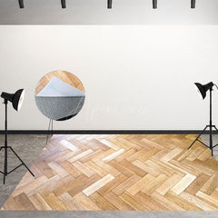 Aperturee - Aperturee Criss Crossing Wooden Pattern Fabric Floor Backdrop