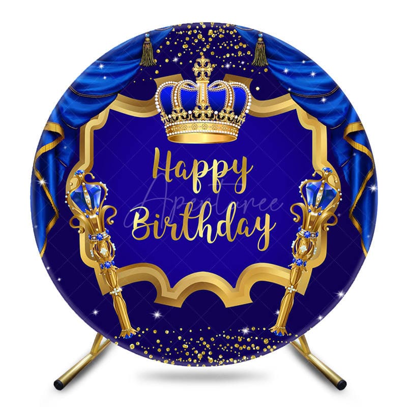 Aperturee - Aperturee Crown And Scepter Circle Happy Birthday Backdrop