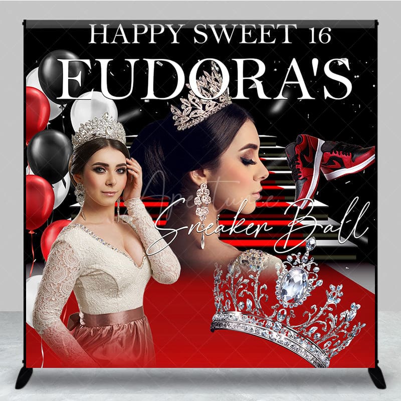 Aperturee - Aperturee Crown Sneaker Ball Custom Sweet 16 Birthday Backdrop