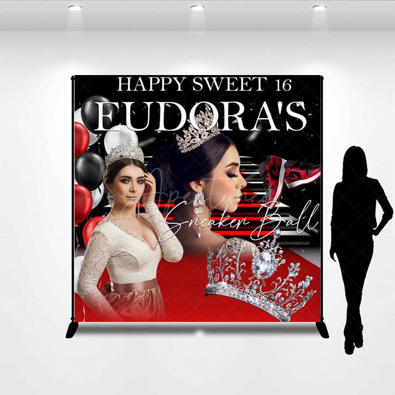 Aperturee - Aperturee Crown Sneaker Ball Custom Sweet 16 Birthday Backdrop