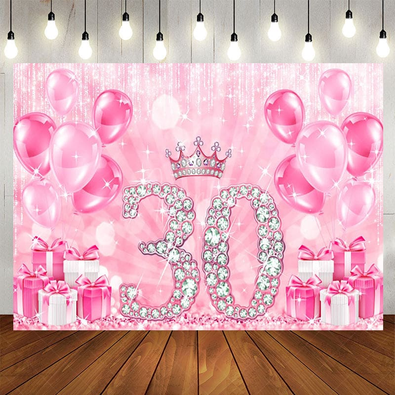 Aperturee - Aperturee Crown Step Into 30th Birthday Balloon Gift Backdrop