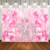 Aperturee - Aperturee Crown Step Into 30th Birthday Balloon Gift Backdrop
