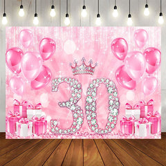 Aperturee - Aperturee Crown Step Into 30th Birthday Balloon Gift Backdrop