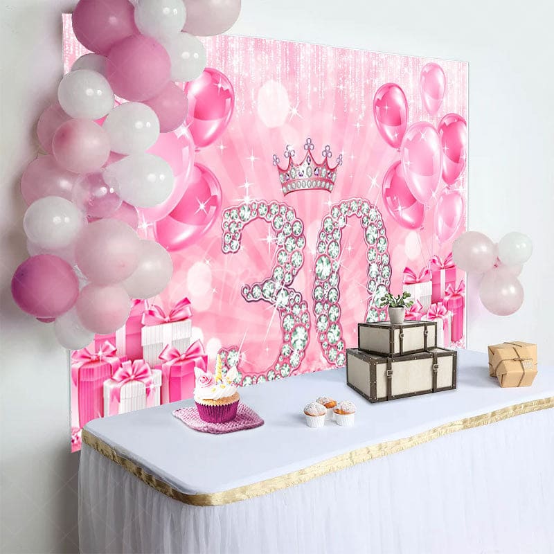 Aperturee - Aperturee Crown Step Into 30th Birthday Balloon Gift Backdrop