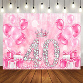 Aperturee - Aperturee Crown Talk To 40 Balloon Happy Birthday Backdrop