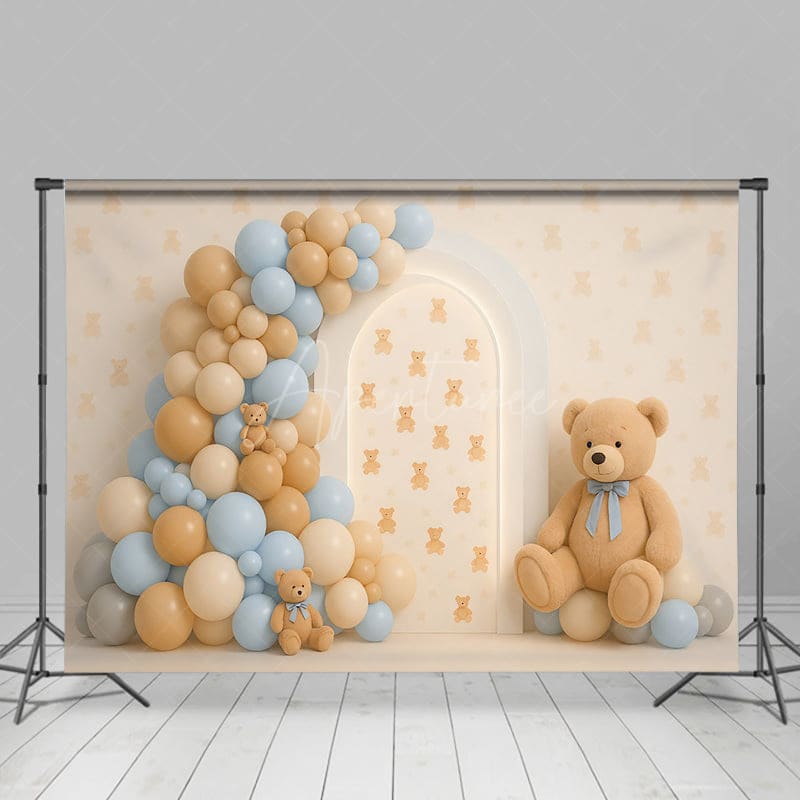 Aperturee - Aperturee Cuddly Bear Balloon Arch Sweet Cake Smash Backdrop