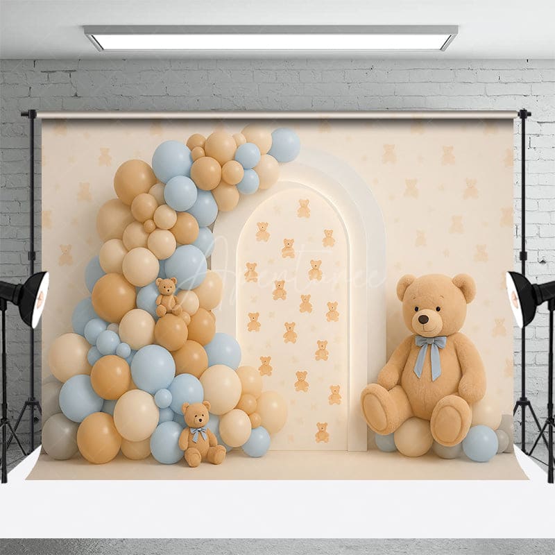 Aperturee - Aperturee Cuddly Bear Balloon Arch Sweet Cake Smash Backdrop