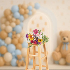 Aperturee - Aperturee Cuddly Bear Balloon Arch Sweet Cake Smash Backdrop