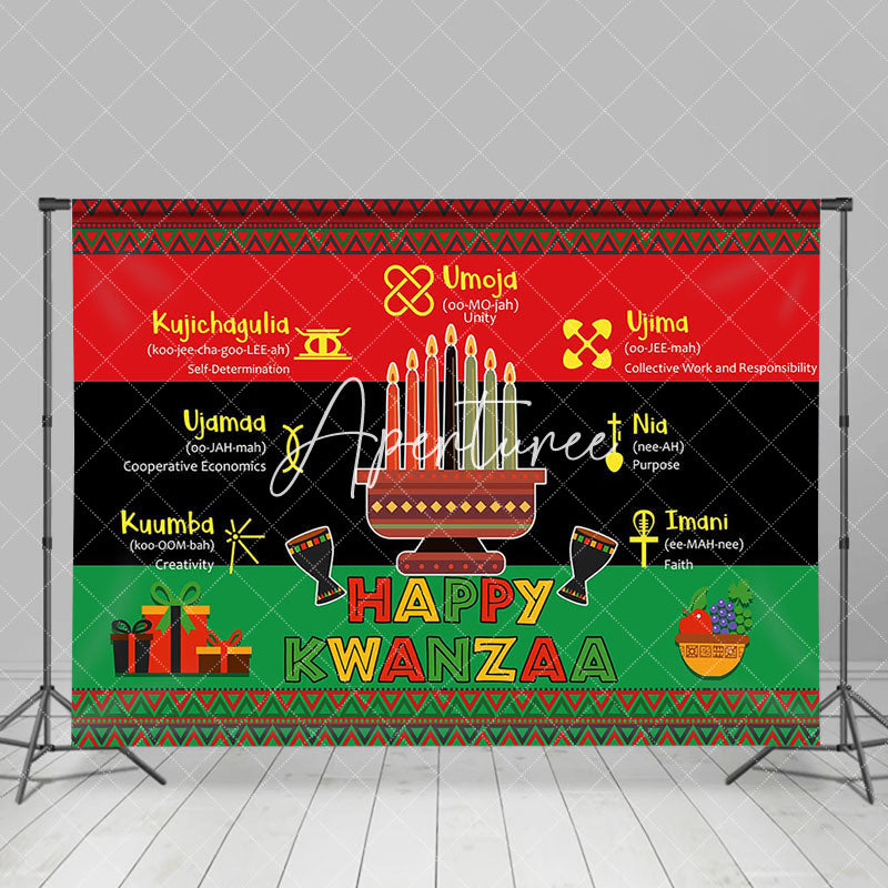 Aperturee - Aperturee Cultural Stripe Traditinal Heritage Kwanzaa Backdrop