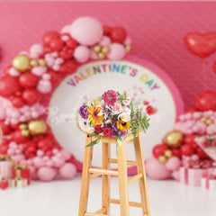 Aperturee - Aperturee Cupid Angel Valentine Day Backdrop Red Pink Balloon Arch Love God Background Romantic Party Photography Decoration