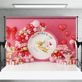 Aperturee - Aperturee Cupid Angel Valentine Day Backdrop Red Pink Balloon Arch Love God Background Romantic Party Photography Decoration