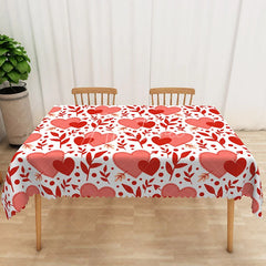 Aperturee - Aperturee Cupid Arrow Heart Rectangle Tablecloth Red Pink Love Table Cover Valentine Day Party Home Decor