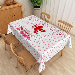 Aperturee - Aperturee Cupid Love Valentine’S Day Rectangular Tablecloth