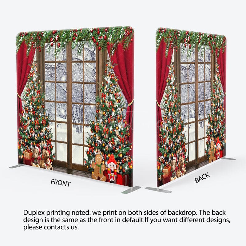 Aperturee - Aperturee Curtain Wood Window Christmas Pillow Case Backdrop