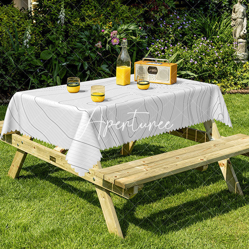 Aperturee - Aperturee Curve Black Lines Rectangle Tablecloth For Home