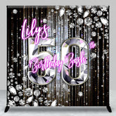 Aperturee Aperturee Custom 50th Birthday Bash Backdrop for Her Glamorous Pink Neon and Diamonds Fabulous Fifty Party Photo Prop