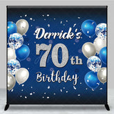 Aperturee Aperturee Custom 70th Birthday Backdrop Banner Royal Blue and Silver Balloons Personalized Milestone Party Photo Prop