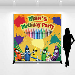 Aperturee Aperturee Custom Art Party Birthday Backdrop Colorful Crayon Box and Character Banner Crayola Inspired Creative Decor Prop