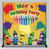 Aperturee Aperturee Custom Art Party Birthday Backdrop Colorful Crayon Box and Character Banner Crayola Inspired Creative Decor Prop