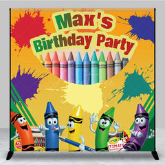 Aperturee Aperturee Custom Art Party Birthday Backdrop Colorful Crayon Box and Character Banner Crayola Inspired Creative Decor Prop