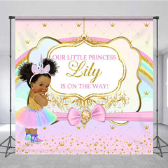 Aperturee - Aperturee Custom Baby Shower Backdrop African American Princess Unicorn Rainbow Gold Glitter