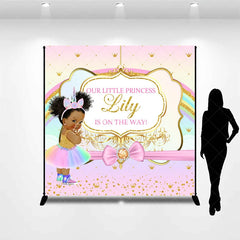 Aperturee - Aperturee Custom Baby Shower Backdrop African American Princess Unicorn Rainbow Gold Glitter