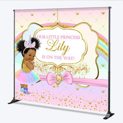 Aperturee - Aperturee Custom Baby Shower Backdrop African American Princess Unicorn Rainbow Gold Glitter