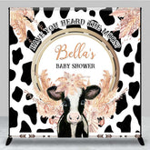 Aperturee Aperturee Custom Baby Shower Backdrop Have You Heard The Moos Boho Cow and Pampas Grass Farm Themed Party Banner